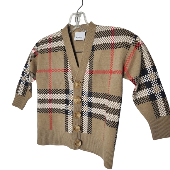 Burberry Boy's Johnny Check-Print Wool Sweater NWT - Picture 2 of 8